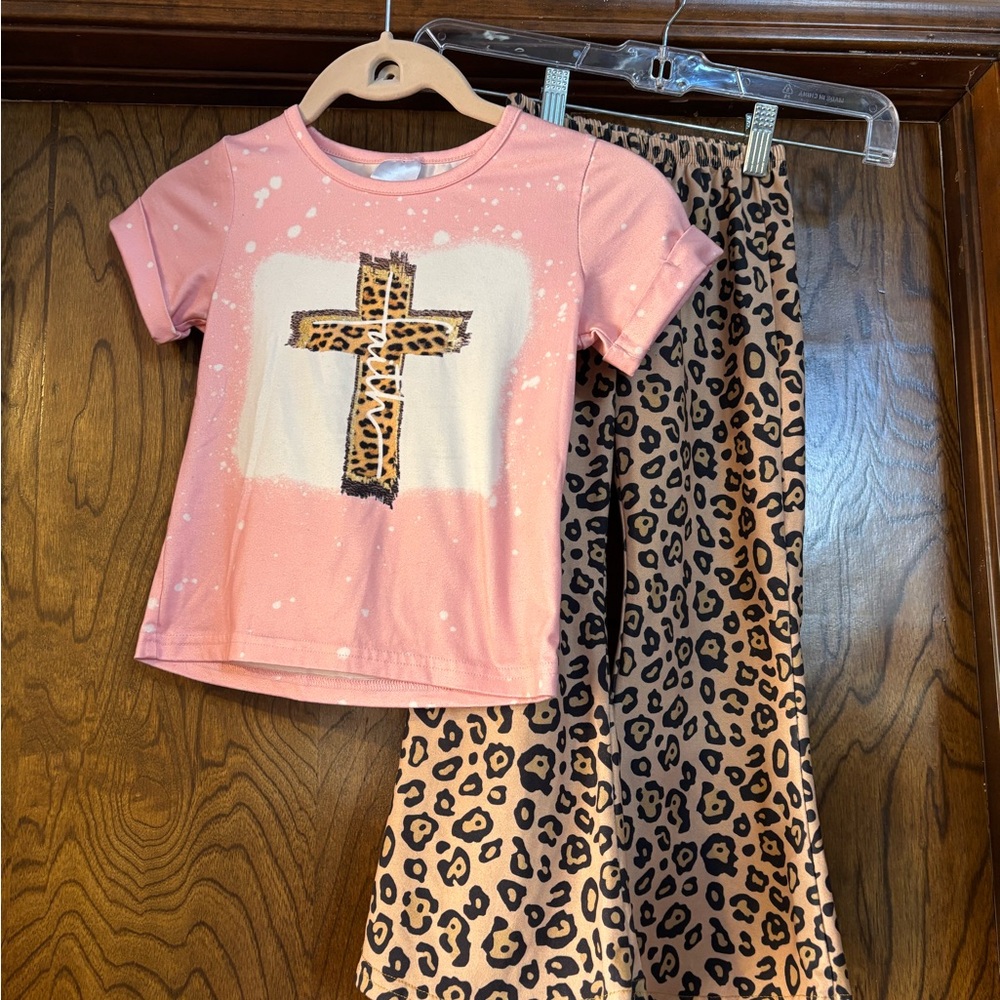 Leopard Cross Pink Kids Set